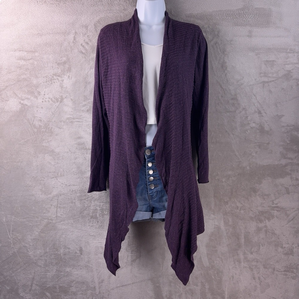 Eileen Fisher Cardigan Womens Size Medium Purple‎ Open Front Draped Lightweight